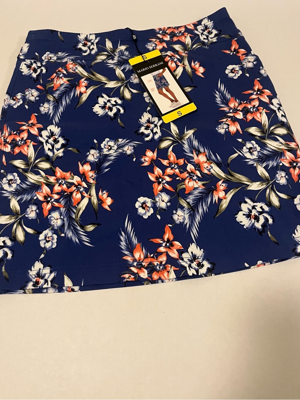Mario Serrani Navy Floral Skort with Orange Accents with pockets